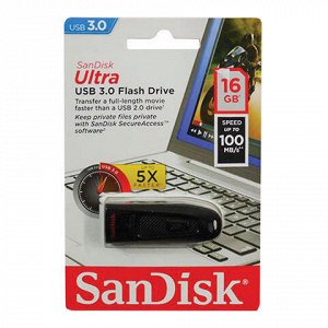 Флэш-диск 16 GB, SANDISK Ultra, USB 3.0, черный, SDCZ48-016G-U46