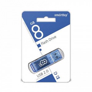 Флэш-диск 8 GB, SMARTBUY Glossy, USB 2.0, синий, SB8GBGS-B