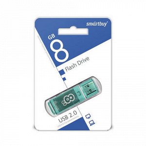 Флэш-диск 8 GB, SMARTBUY Glossy, USB 2.0, зеленый, SB8GBGS-G