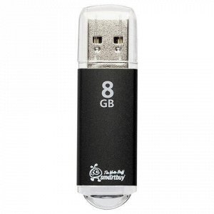 Флэш-диск 8 GB, SMARTBUY V-Cut, USB 2.0, металлический корпус, черный, SB8GBVC-K