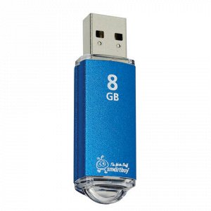 Флэш-диск 8 GB, SMARTBUY V-Cut, USB 2.0, металлический корпус, синий, SB8GBVC-B