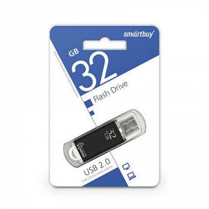 Флэш-диск 32 GB, SMARTBUY V-Cut, USB 2.0, металлический корпус, черный, SB32GBVC-K