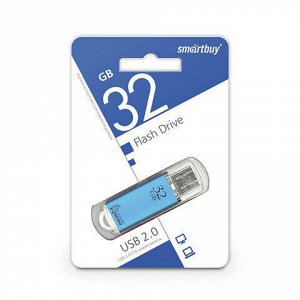 Флэш-диск 32 GB, SMARTBUY V-Cut, USB 2.0, металлический корпус, синий, SB32GBVC-B