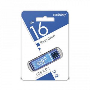 Флэш-диск 16 GB, SMARTBUY Glossy, USB 2.0, синий, SB16GBGS-B