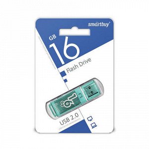 Флэш-диск 16 GB, SMARTBUY Glossy, USB 2.0, зеленый, SB16GBGS-G