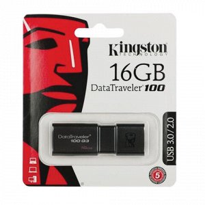 Флэш-диск 16 GB, KINGSTON DataTraveler 100 G3, USB 3.0, черный, DT100G3/16GB