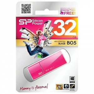 Флэш-диск 32 GB SILICON POWER Blaze B05 USB 3.1, розовый, SP32GBUF3B05V1H
