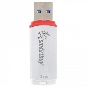 Флэш-диск 16 GB, SMARTBUY Crown, USB 2.0, белый, SB16GBCRW-W
