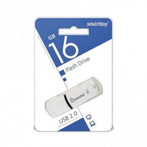 Флэш-диск 16 GB, SMARTBUY Paean, USB 2.0, белый, SB16GBPN-W