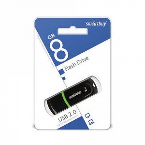 Флэш-диск 8 GB, SMARTBUY Paean, USB 2.0, черный, SB8GBPN-K