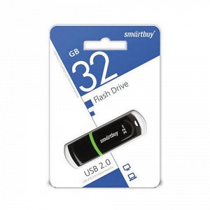 Флэш-диск 32 GB, SMARTBUY Paean, USB 2.0, черный, SB32GBPN-K