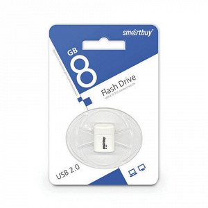 Флэш-диск 8 GB, SMARTBUY Lara, USB 2.0, белый, SB8GBLara-W