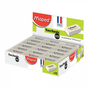 Ластик MAPED (Франция) "Technic Mini", 39х18,2х12,6 мм, белый, прямоугольный, ПВХ, 011300