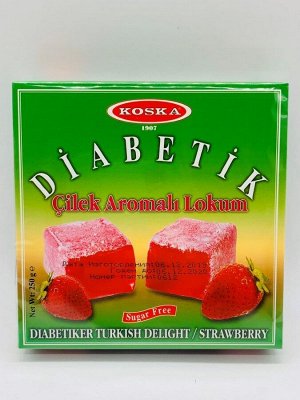 Лукум Диабетический клубничный «Diyet Cilekli Lokum» 20 шт в кор. 250г