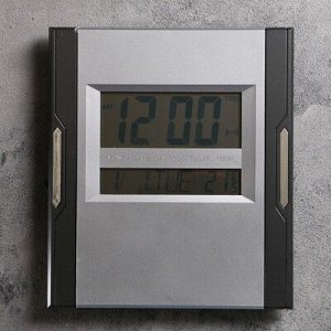 Часы настенные электронные с календарём и термометром, 23х26 см, микс
