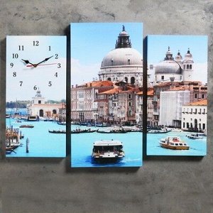 Часы настенные, серия: Город, модульные Венеция, 60х80 см, микс