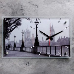 Часы настенные, серия: Город, "Набережная в Лондоне", 36х60 см, микс