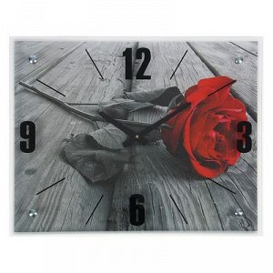 Часы настенные, серия: Цветы, "Красная роза", 40х50 см, микс
