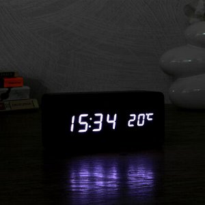 Часы электронные Кержанс термометром и гидрометром, настольные, белые цифры, 15х7 см