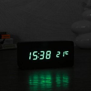 Часы электронные Кержан, настольные, зелёные цифры, 15х7 см