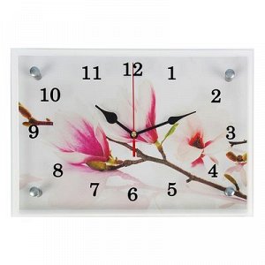 Часы настенные, серия: Цветы, "Бело-сиреневые цветы", 20х30 см, микс