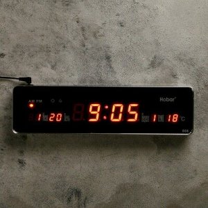 Часы электронные Классикас термометром, настенные, 33.5х9х3 см