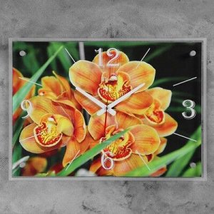 Часы настенные, серия: Цветы, "Оранжевые цветы", 40х56 см, микс