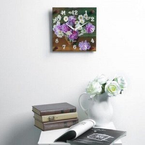 Часы настенные, серия: Цветы, "Ваза с цветами", 25х25 см, микс