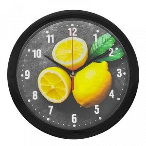Часы настенные &quot;Лимоны&quot;, чёрный обод, 28х28 см, микс