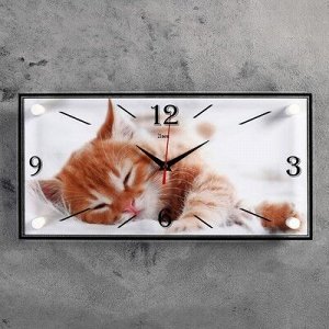 Часы настенные, серия: Животный мир, "Котик", 19х39 см