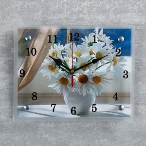 Часы настенные, серия: Цветы, "Ромашки", 20х25 см, микс
