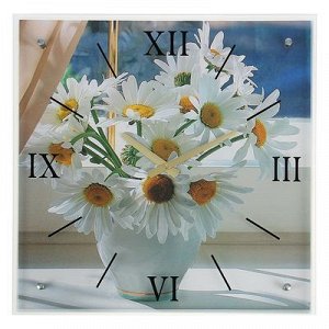 Часы настенные, серия: Цветы, "Ромашки", 50х50 см, микс