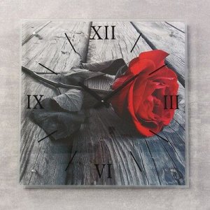 Часы настенные, серия: Цветы, "Красная роза", 50х50 см микс
