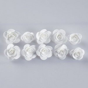 Набор цветов для декора "Роза", из фоамирана, D= 3 см, 10 шт, белый