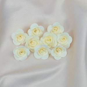 Набор цветов для декора "Роза", из фоамирана, D= 3 см, 10 шт, бежевый