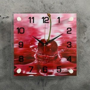 Часы настенные, серия: Кухня, "Вишня", 25х25 см, микс