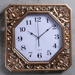 Часы настенные, серия: Классика, Атлас, бронзовые, 40х40 см