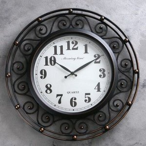 Часы настенные, серия: Интерьер, Канна, чёрные, d=49 см