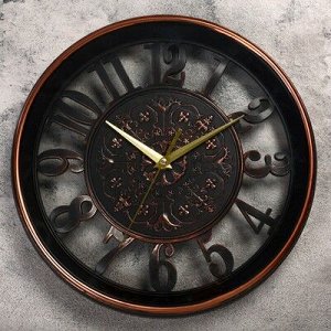 Часы настенные, серия: Интерьер, Лоретт, коричневые, d=30.5 см
