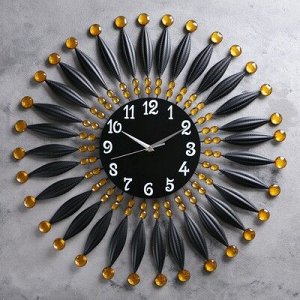 Часы настенные, серия: Интерьер, Чёрные длинные перья, d=35 см