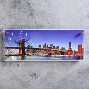 Часы-картина настенные, серия: Город, "Мост", 50х20 см, микс
