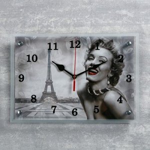 Часы настенные, серия: Город, "Мэрилин Монро в Париже", 25х35 см, микс