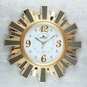 Часы настенные, серия: Интерьер, "Лучики Солнца", 52?52?4 см, цвет золото, плавный ход
