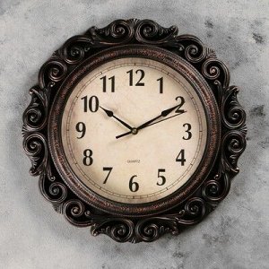 Часы настенные, серия: Интерьер, Прага, темные , d=42 см, плавный ход