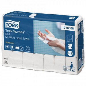 Полотенца бумажные 110 штук, TORK (Система H2) Premium, КОМП