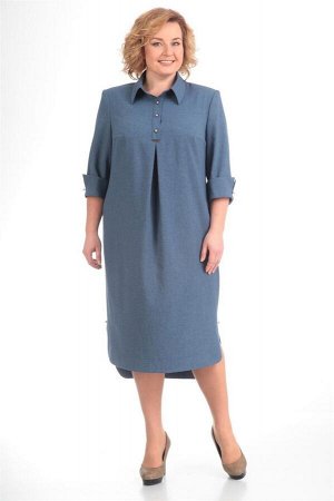Платье Платье Pretty 529 синее 
Состав ткани: ПЭ-40%; Лён-60%; 
Рост: 164 см.

Стильный наряд из плательной ткани с втачными рукавами и воротником на отрезной стойке. На переде обработаны нагрудные в