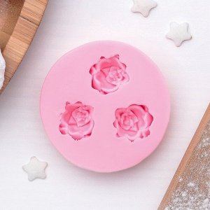 Молд «Три малых розы», 4,5 см, цвет розовый
