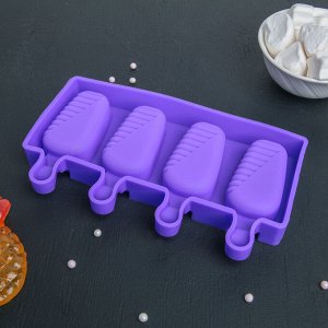 Форма для леденцов и мороженого «Эскимо в глазури», 4 ячейки, цвет МИКС