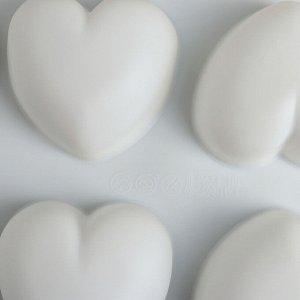 Форма для муссовых десертов и выпечки «Сердца», 30-17,5 см, 8 ячеек (6,5-6,5-4 см), цвет белый