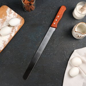 Нож для бисквита мелкие зубцы, рабочая поверхность 30 см, деревянная ручка